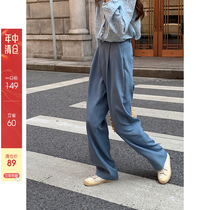 (Mid-year clearance is not returned)im to blue straight tube hanging mopping pants womens loose high waist wide leg trousers
