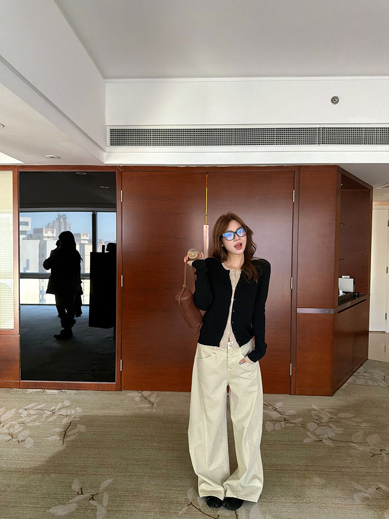 im ~까지 세련된 스택 음악 한 부서 계층의 감각 몸매 가꾸기 맨위 여성 페이크 레이어드 패치워크 색상 양모 니트 오픈 가디건 상세 이미지 41