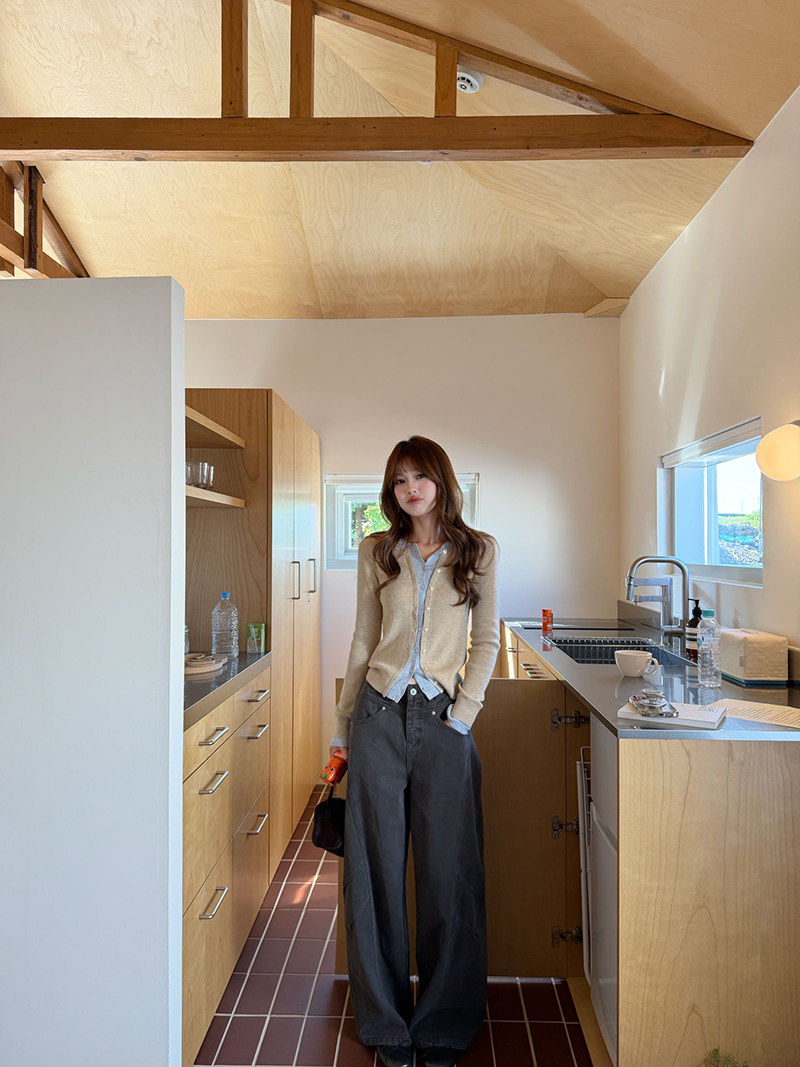 im ~까지 세련된 스택 음악 한 부서 계층의 감각 몸매 가꾸기 맨위 여성 페이크 레이어드 패치워크 색상 양모 니트 오픈 가디건 상세 이미지 37