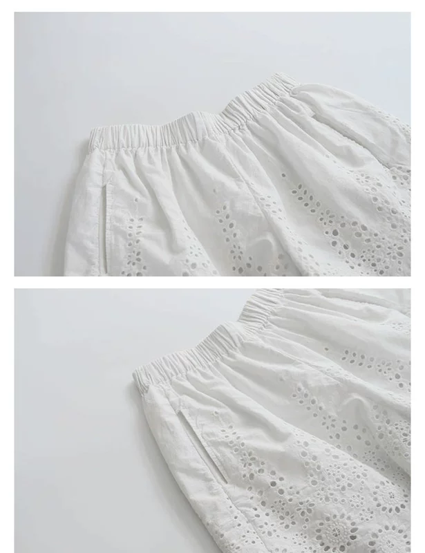 4822 mùa hè mới của phụ nữ ngọt ngào Nhật Bản cotton mỏng phần chân quần rộng thêu quần giản dị quần short