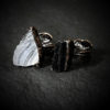 Vintage Black Tourmaline Feather Ring Electroplated Bronze