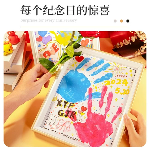 Отпечаток рук для влюбленных, пигментированная фоторамка подходит для мужчин и женщин для друга на день Святого Валентина, «сделай сам», подарок на день рождения