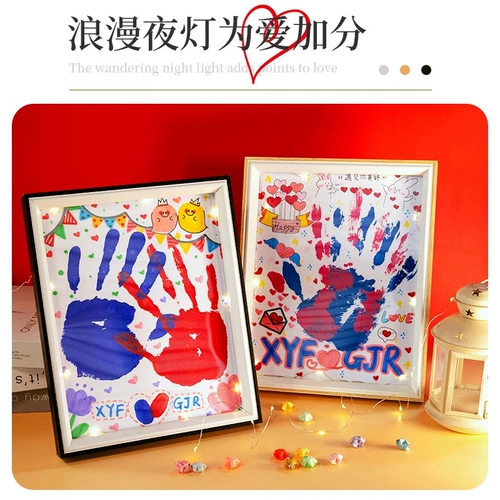 Отпечаток рук для влюбленных, пигментированная фоторамка подходит для мужчин и женщин для друга на день Святого Валентина, «сделай сам», подарок на день рождения