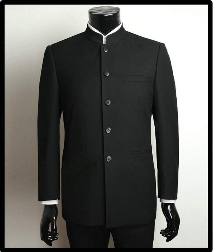 2022 spring and autumn Chinese stand collar black youth stand collar suit white tunic men's suit suit