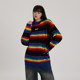 AIRHOOD college style rainbow striped sweater round neck sweater ins loose retro couple lazy autumn and winter sweater for women