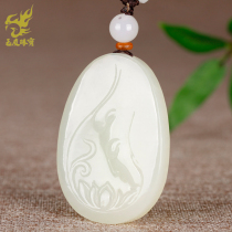 Yuyou new Hetian Jade Guanyin pendant natural white jade Jade Jade Jade Bodhisattva pendant lotus rhyme Zen heart