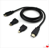 Three-in-one HDMI HD data cable HDMI to micro mini adapter connector 1 5 meters 1 4 version