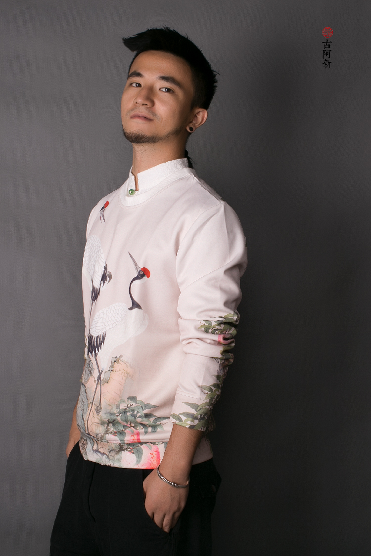 [古 阿 新] Trung Quốc phong cách mùa xuân retro nam áo len áo len dài tay áo đàn hồi lỏng kích thước lớn quần áo của nam giới mua áo hoodie