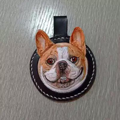 Customized handmade leather carved pet keychain pendant photo gift creative cat and dog leather bag hanging ornaments cute for men and women