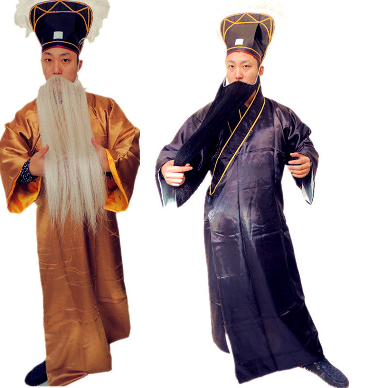 Beijing Yue Opera performance clothing Opera drama ancient costume clothing Drama clothes Qing Dao Robe Plain Pleats Plain clothes Shu Sheng clothes Black