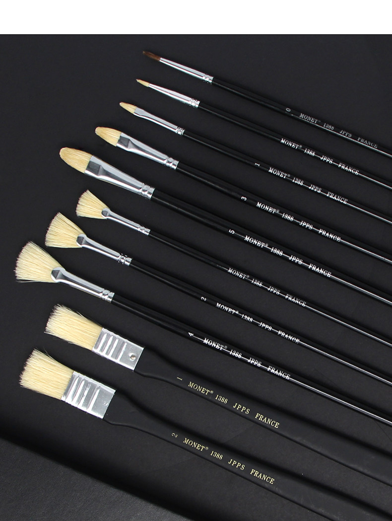 Кисть для рисования масляными красками 莫奈水彩画笔油画笔水粉丙烯画笔猪鬃排刷扇形笔狼毫美术艺考套装