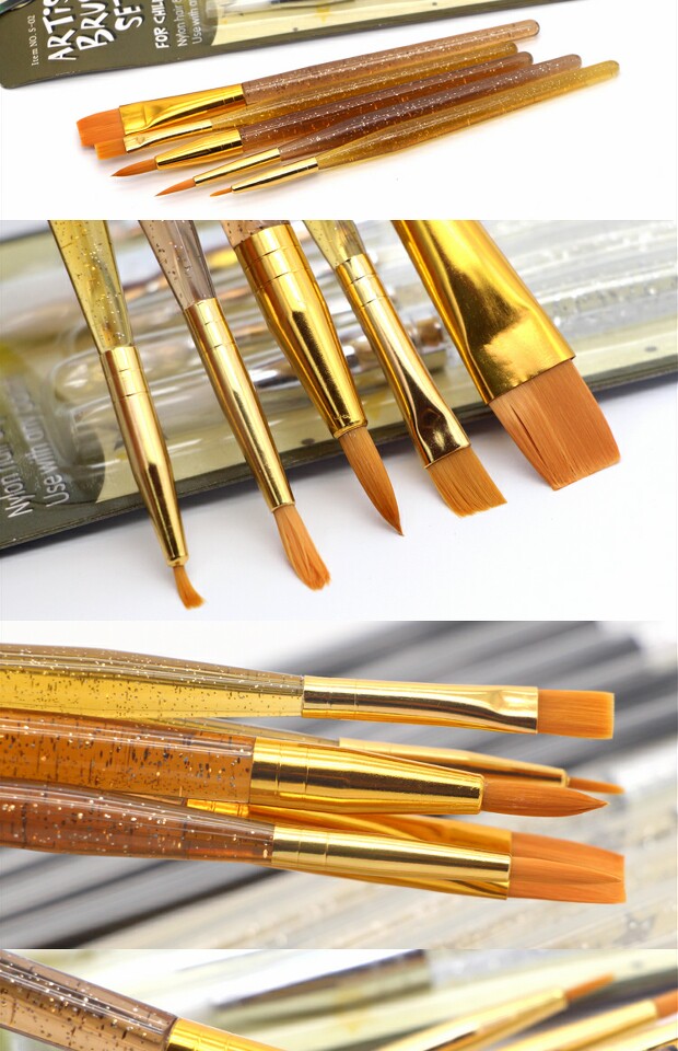 Кисть для рисования масляными красками 莫奈artist画笔 多规格水粉笔/水彩笔/油画笔(五支装) 水晶透明杆