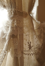 Gentle as Moonlight ~ French country linen lace handmade custom curtains original design literary retro