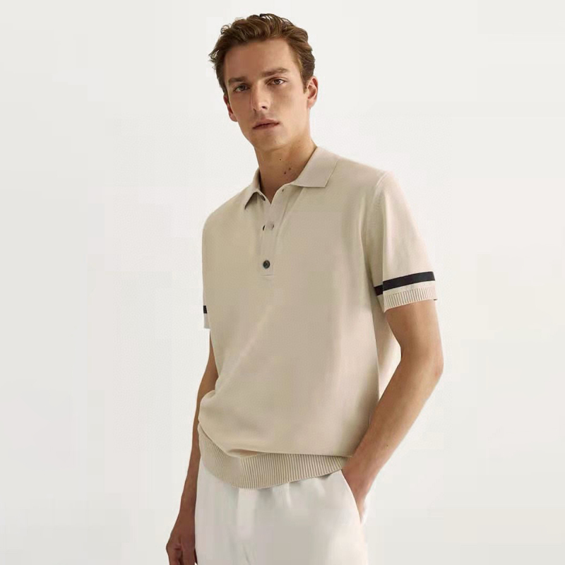 Three Thousand | Shen Ge Bing Rou 60-Count Double-Strand Mercerized Pique Cotton/Bc Trim Polo Collar T-Shirt Ah2531 Three Thousand | Shen Ge Bing Rou 60-Count Double-Strand Mercerized Pique Cotton/Bc Trim Polo Collar T-Shirt Ah2531