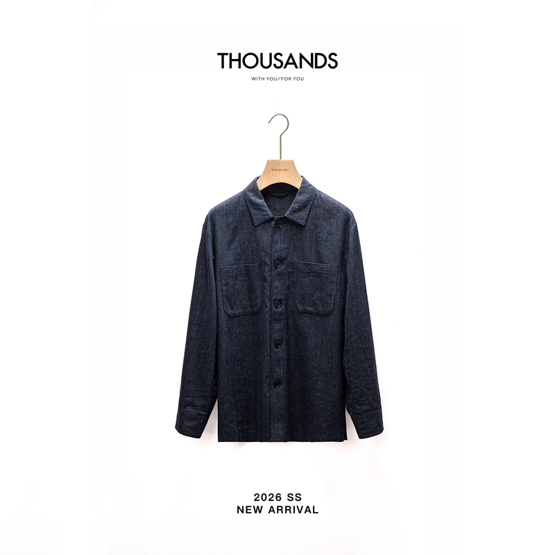 Three Thousand | Shen Ge Italian Marini Mulberry Silk Linen/Clear Water Fine Craftsmanship Z-Style Shirt Jacket Ag1320