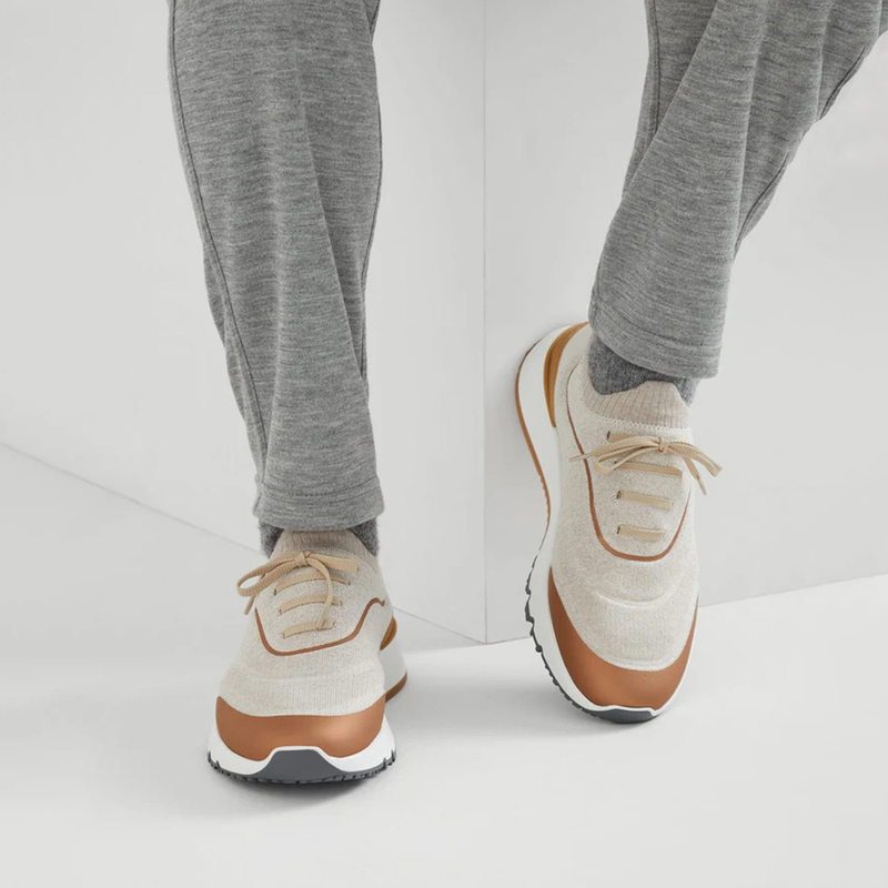 Three Thousand | Shen Ge New Sports Old Money/Soft Lightweight Elastic Flyknit Suede Knitted Color-Block Sneakers Az355