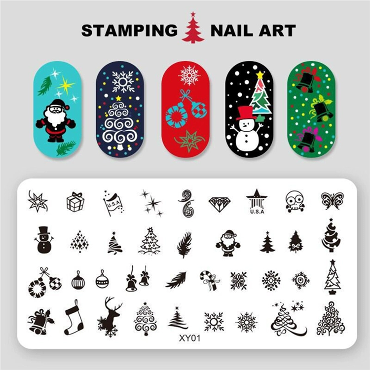 Nail in tấm Santa Claus loạt bông tuyết nai sừng chuyển công cụ móng tay DIY in dấu mẫu - Công cụ Nail