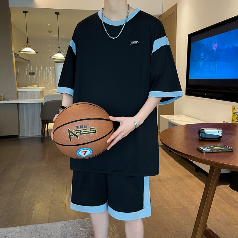 Ice Silk Short-Sleeved T-Shirt for Boys, Quick-Drying Basketball Clothing Set for Middle and High School Students, Loose-Fitting Youth Sports Wear for Older Children