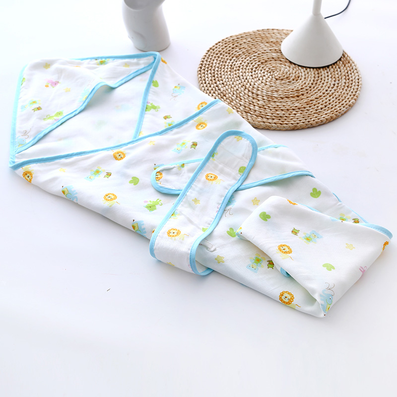 Foreign trade day single infant with hood and quilt 4 layers of bamboo fiber gauze wrap 80*80 spring and summer breathable soft straps