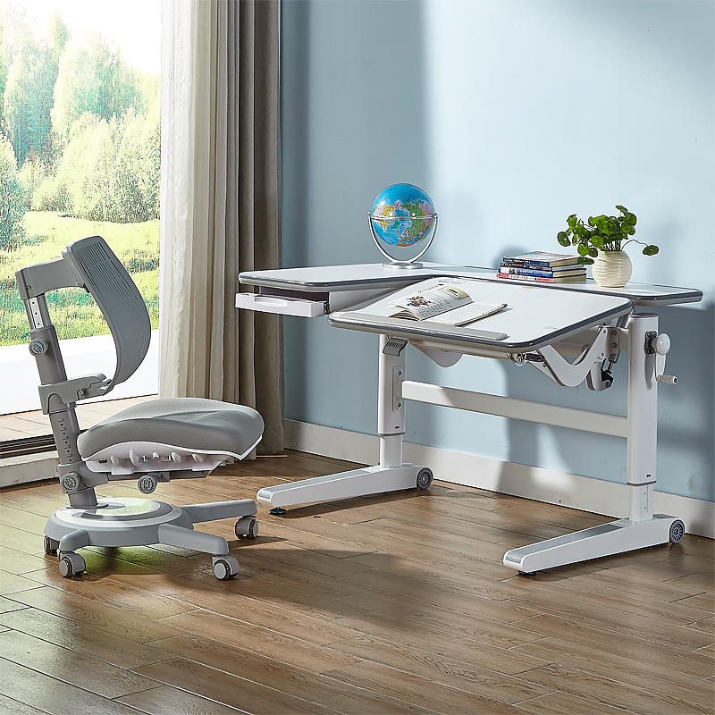 Sitting Station Alternate Children Study Desk Book Table And Chairs Suit Double Lift L Type Desk Primary And Middle School Students Home Solid Wood