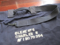 (Rare good product) Korean War Original USAF blue denim heavy canvas moving bag white Oil Seal