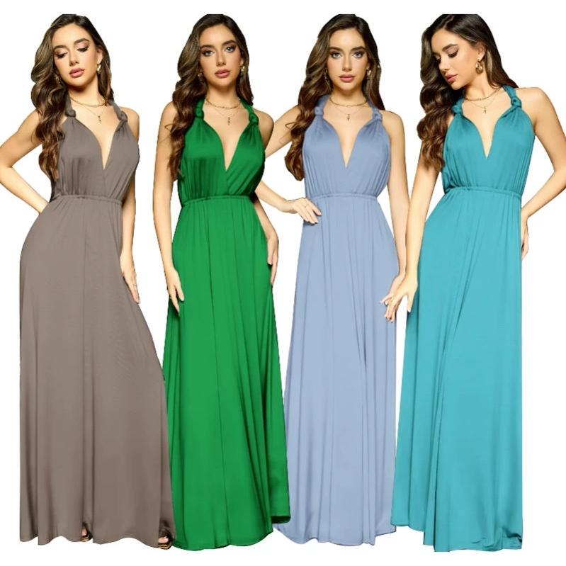 European and American Style Sexy Spaghetti Strap Dress with Multiple Ways to Wear, Tie-Up Dress, Evening Gown, Noble Grape Purple Floor-Length Bridesmaid Dress European and American Style Sexy Spaghetti Strap Dress with Multiple Ways to Wear, Tie-Up Dress, Evening Gown, Noble Grape Purple Floor-Length Bridesmaid Dress