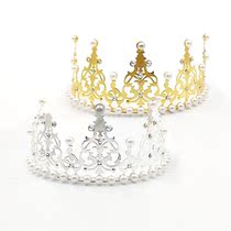 Pearl Hemming semi-round Crown Cake ornaments princess girl birthday cake decoration accessories dessert table dress