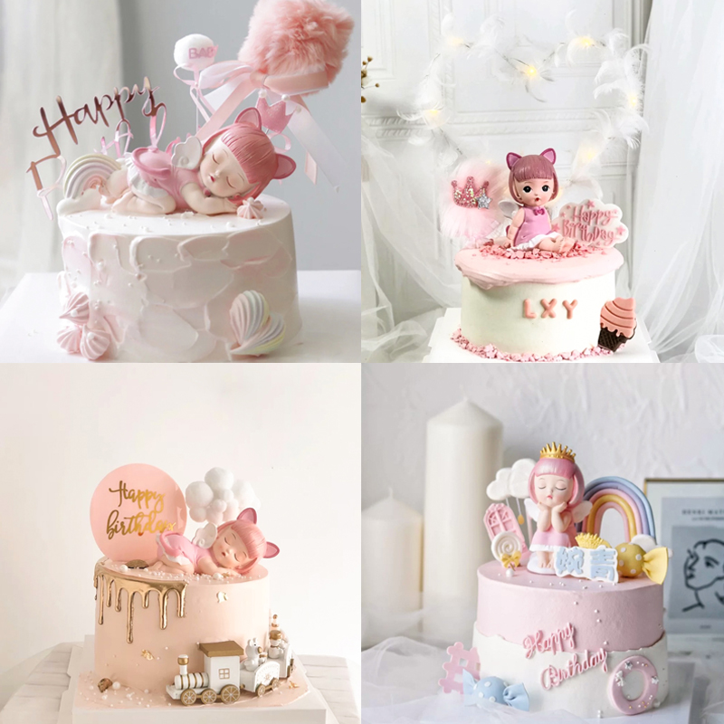 Net Red Love Sa Princess Cake Decoration Angel Baby Swing Piece Rainbow Plugin Girl Birthday Party Sweet dress