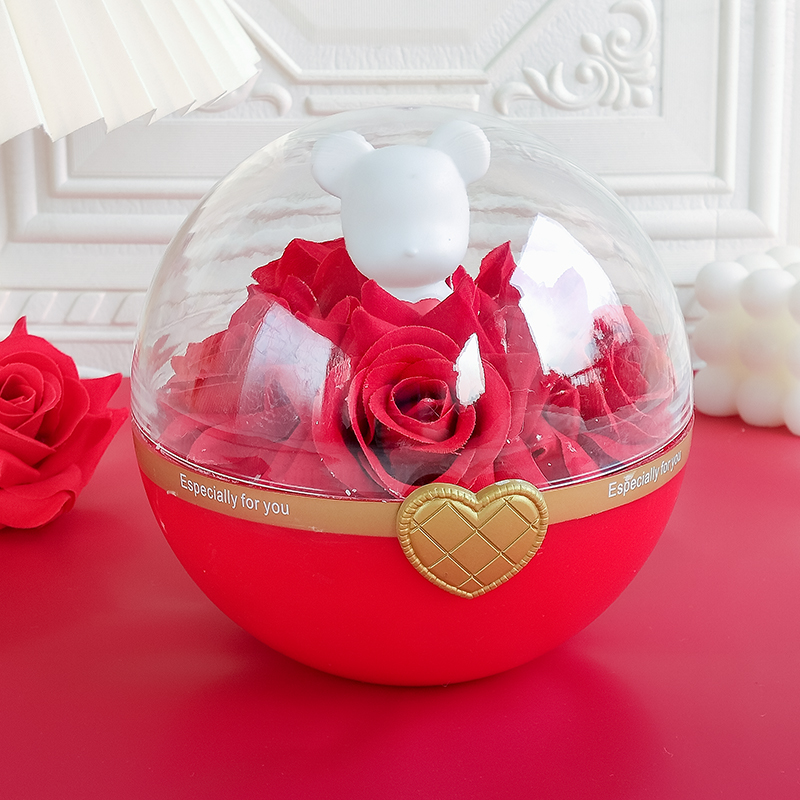Valentine's Day Mousse Ball Cake Decoration Mesh Red Love Small Bear Swing Piece Emulation Rose Plugin Sweet Table Dress 