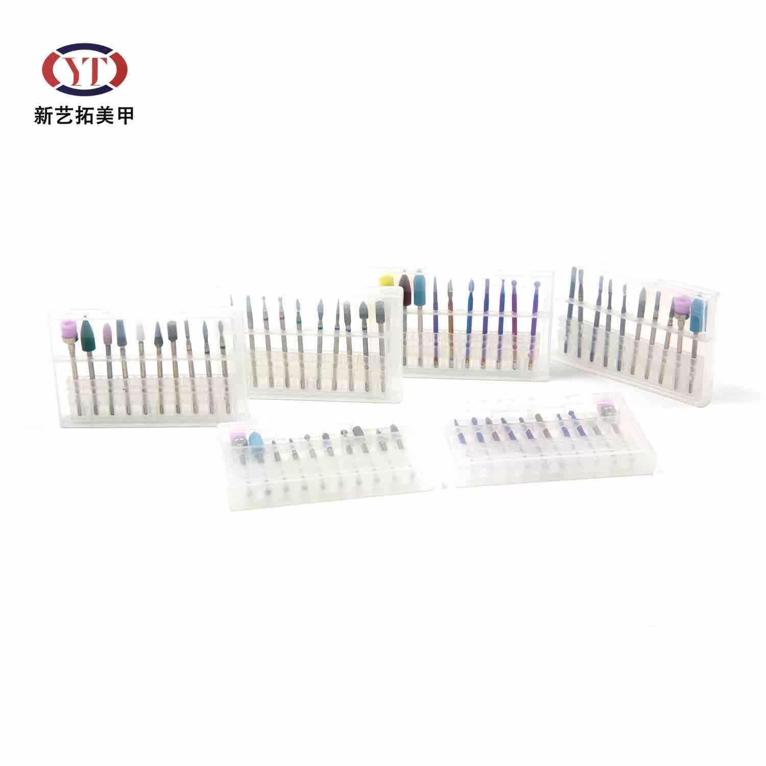 YTMJ-TZ-14 nail removal pre-care grinding head set to remove nail polish remover burr manicure box
