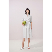 Spot-CCHER Pleated V-neck STRIPED Shirt Dress Yarn-dyed cotton Sisi and Womens XLIC3983