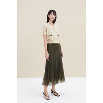 Spot-CCHER light through pleated skirt Japan imported glossy fabric Xixi and women XBFC3156