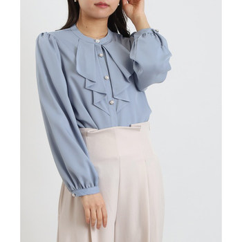 ເສື້ອເຊີດ chiffon ປຸ່ມພາກຮຽນ spring ດຽວຂອງຍີ່ປຸ່ນແລະລະດູຮ້ອນລອຍຕົວແບບ pearly