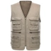 Áo vest nam trung niên nhiều túi cotton ngoài trời cotton rửa vest Áo vest cotton