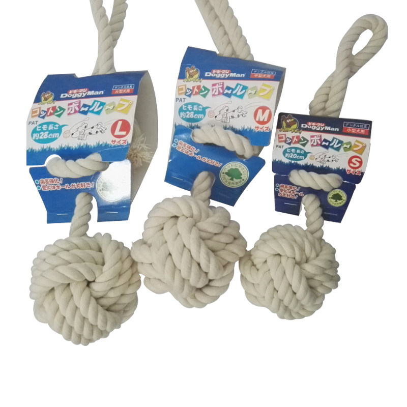 Japanese multi-grid cotton rope toy-rope ball toy natural cotton molar teeth bite-resistant dog toy