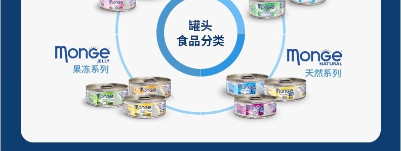 Кошки закуски 意大利monge梦吉湿粮猫罐头汤汁啫喱猫咪多种口味猫罐头80g