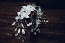 Bride Headwear Satin Embroidered Mori Beautiful Handmade Flower Fairy Hair Hoop Photo Model Modeling Accessories