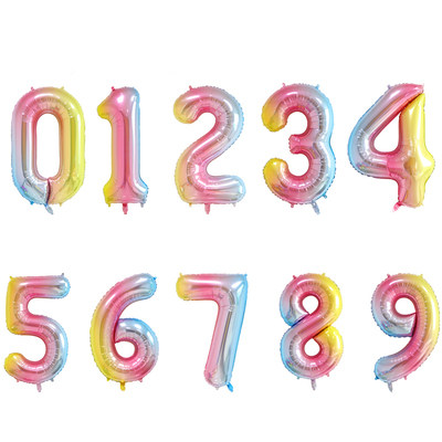 32 Inch Asymptotic Rainbow Digital Aluminum Foil Ball Domestic Aluminum Film Balloon Color Digital Aluminum Film Birthday Party Decorations