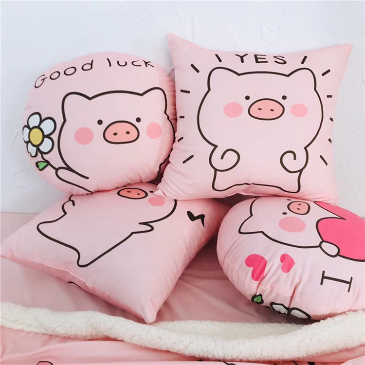 ins sáng tạo dễ thương lợn đệm búp bê gối búp bê Hàn Quốc lợn màu hồng đồ chơi sang trọng món quà búp bê - Trở lại đệm / Bolsters gối văn phòng 2 trong 1