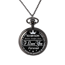 Large pocket watch with silver engraved Roman letters TO MY SON pocket watch 8807