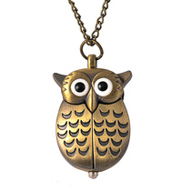 Owl Cute Cartoon Necklace Pocket Chain Retro Owl Wings Pocket Watch 6104