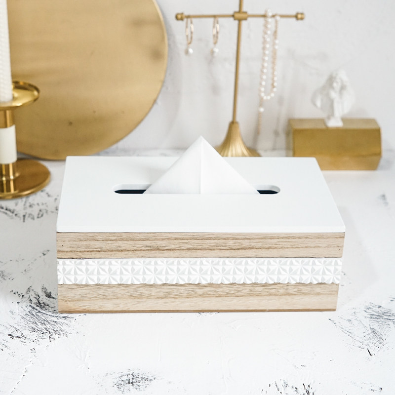 Tissue box drawing paper box Nordic ins style wood creative simple Net red living room home dining desktop coffee table