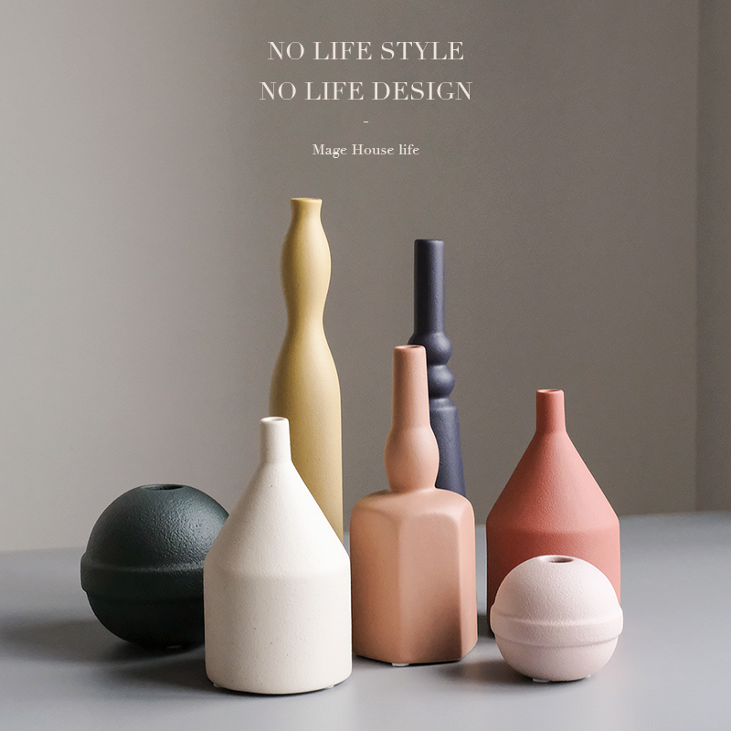 Morandi Vase Colored Frosted Soft Dress Designer Model House Dry Flower ins Nordic Ornament Ceramic Vase