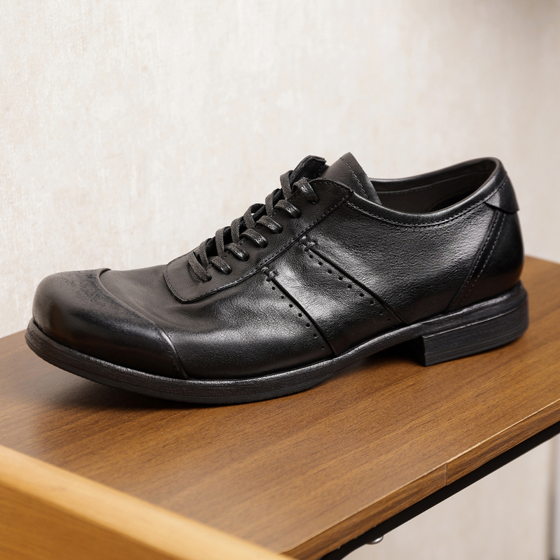 New Style Washed Horse Leather Breathable Vintage Casual Leather Shoes Men's Height-Increasing German Training Shoes Commuting Training Boxing Shoes New Style Washed Horse Leather Breathable Vintage Casual Leather Shoes Men's Height-Increasing German Training Shoes Commuting Training Boxing Shoes