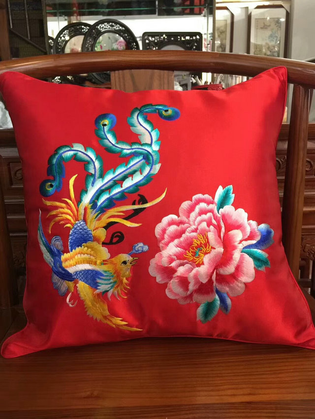 Suzhou Embroidery Pillow Finished Decorative Painting Suzhou Embroidery Specialty Special Offer Peony Gift Cushion Sofa Every Year
