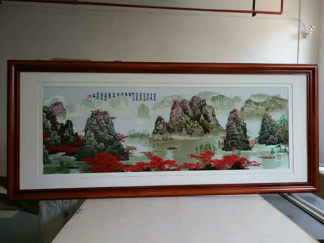 Suzhou embroidery soft mounting machine embroidery hanging decoration painting gift living room background wall Guilin landscape Guangxi finished product
