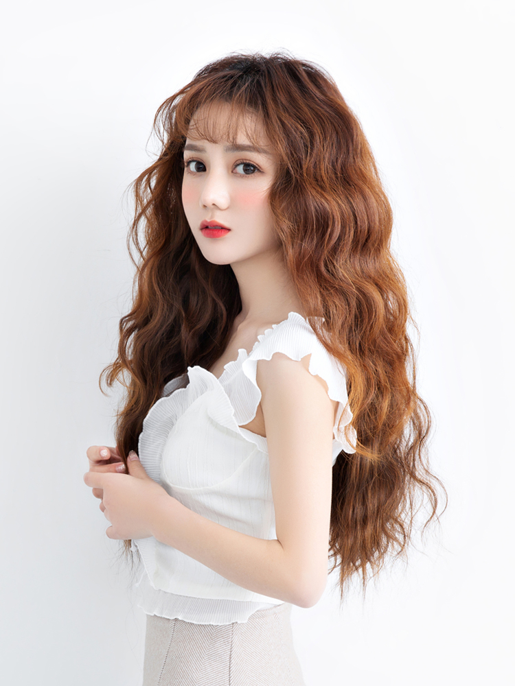 One-piece water ripple corn hot U-shaped wool roll wig Female long long curly hair Big wave incognito hair extension