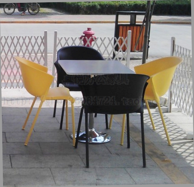 Plastic leisure chair staff rest area water bar restaurant coffee shop milk tea shop armrest meeting chair wide conference chair