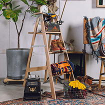 蘑菇空间｜实木梯子置物架 层架书架花架收纳架 梯形储物陈列架