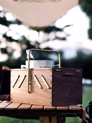 Japanese solid wood folding treasure box jewelry storage box multi-layer cosmetic case multifunctional storage box jewelry display box